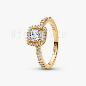 Pandora Sparkling Square Clear Halo Ring